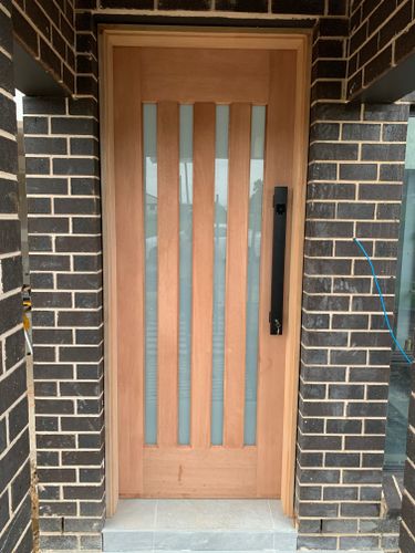 Timber door with smart lock